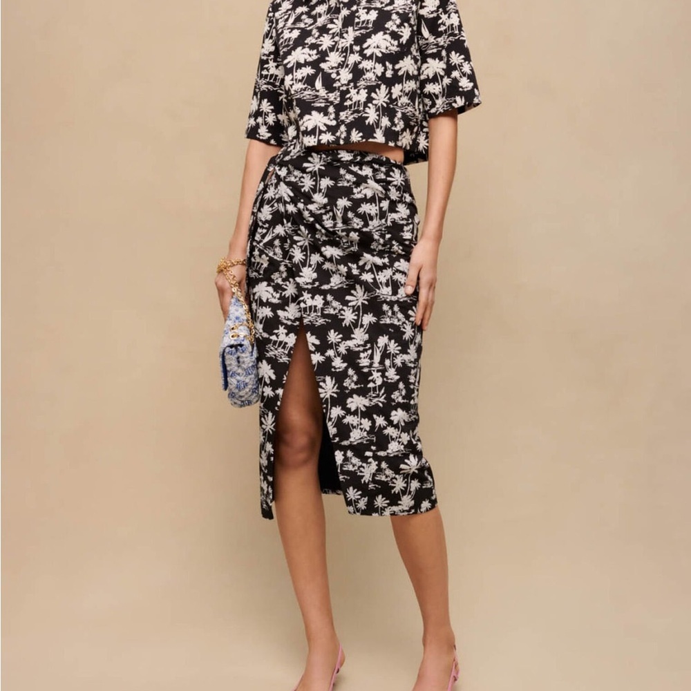 Maje Palm Print wrap Skirt SZ 40 NEW!